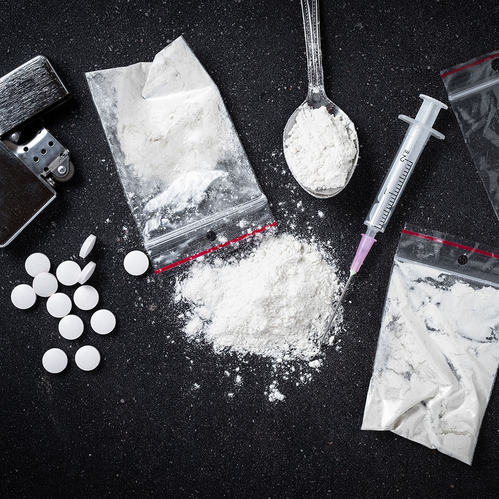 Drugs and Powder in ziplock bags