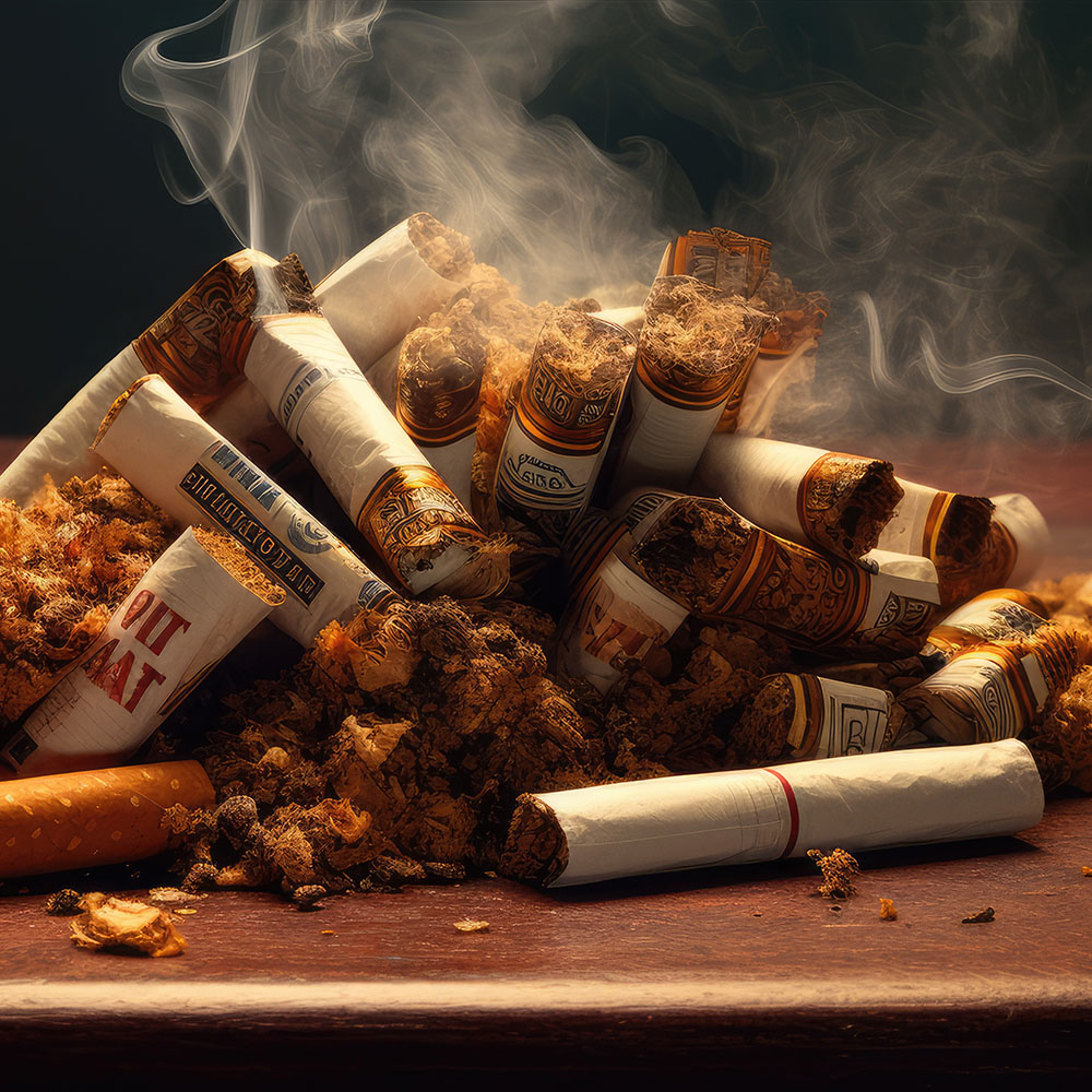 Tobacco and nicotine products in a pile