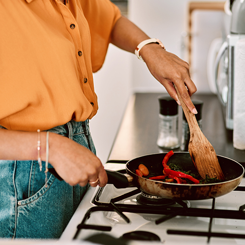 cooking with a non-stick pan